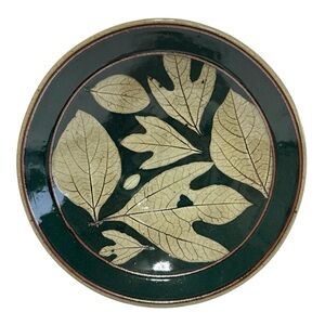 Mark Williams Blue Star Pottery Leaf Print Bowl Artist Signed 9 3/4” Green